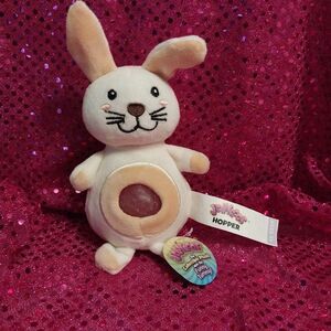 Jellyroos Hopper White Bunny Squishy Funny Belly ADHD Figget Stuffie 6.5"